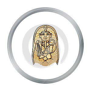 Egyptian pharaoh sarcophagus icon in cartoon style isolated on white background. Museum symbol stock vector illustration