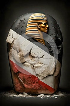 Egyptian Pharaoh Sarcophagus Mask with Chipped Paint