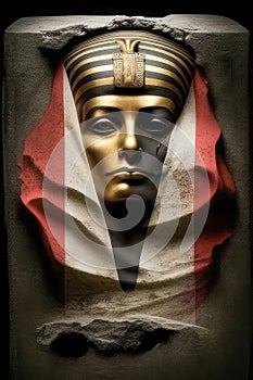 Egyptian Pharaoh Sarcophagus Mask with Chipped Paint