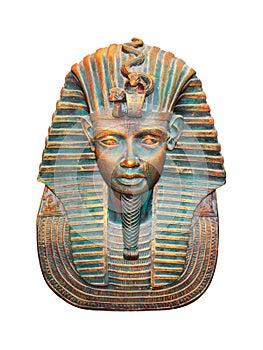 Egyptian pharaoh statuette isolated on white