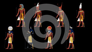 Egyptian Pharaohs and Gods in Alpha Channel