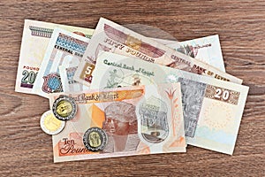 Egyptian pounds - banknotes and coins