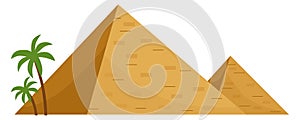 Egyptian pyramid. Ancient desert landmark. Tourism logo