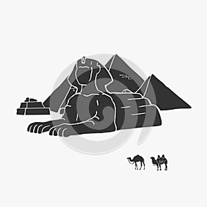 Egyptian Pyramids And Camels Vector Illustration