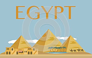 Egyptian pyramids in desert