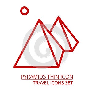 Egyptian pyramids line icon.