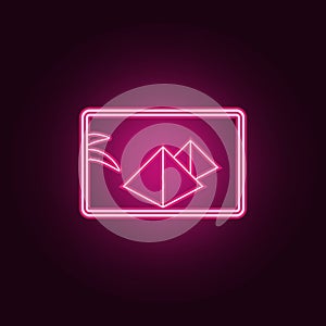 egyptian pyramids in painting neon icon. Elements of turizm set. Simple icon for websites, web design, mobile app, info graphics