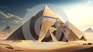 Egyptian pyramids a region of sand Ai Generated
