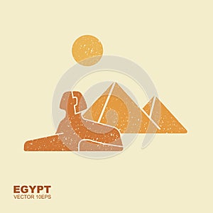 Egyptian pyramids and sphinx vector symbol icon design. Vector icon