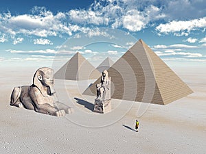Egyptian Pyramids and Statues