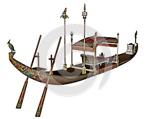 Egyptian sacred barge with throne - 3D render