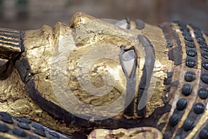 Egyptian sarcophagus detail close up