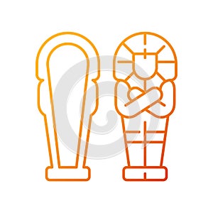 Egyptian sarcophagus gradient linear vector icon