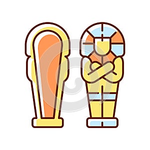 Egyptian sarcophagus RGB color icon