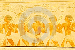 Egyptian soldiers depicted on the temple wall