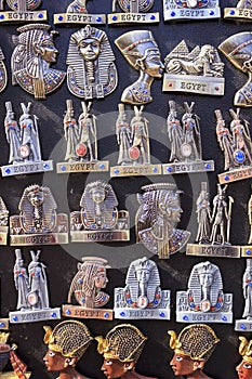 Egyptian souvenirs and statues in small shop ,Egypt.