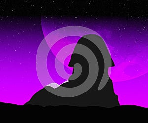 Egyptian sphinx with an ancient moon in the backgound