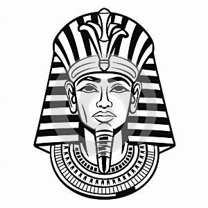 Egyptian Style Black And White Pharaoh Costume Portrait Vector Illustration