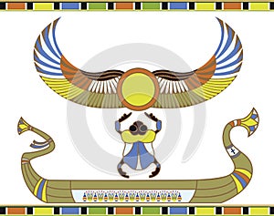 Egyptian sun boat with scarab