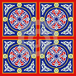 Egyptian Tent Fabric Pattern Red and blue