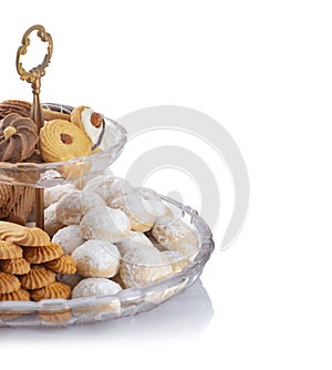 Egyptian Traditional Eid Al-Fitr Cookies and Biscuits Over White