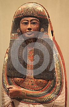 Egyptian wooden painted sarcophagus