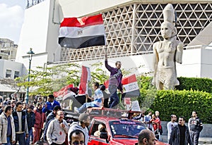 Egyptians demonstrating against military rule