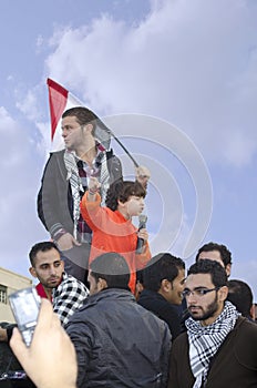 Egyptians demonstrating against military rule