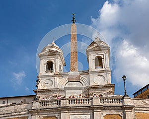 Egyption Obelisk and Trinita dei Monti Church on top of Spanish