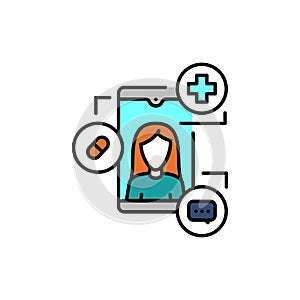 Ehealth color line icon. Pictogram for web page