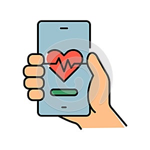 eHealth black line icon.