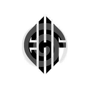EHF circle letter logo design with circle and ellipse shape. EHF ellipse letters with typographic style. The three initials form a