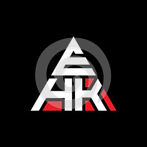 EHK triangle letter logo design with triangle shape. EHK triangle logo design monogram. EHK triangle vector logo template with red
