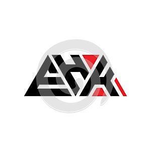 EHK triangle letter logo design with triangle shape. EHK triangle logo design monogram. EHK triangle vector logo template with red