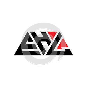 EHL triangle letter logo design with triangle shape. EHL triangle logo design monogram. EHL triangle vector logo template with red