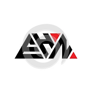 EHN triangle letter logo design with triangle shape. EHN triangle logo design monogram. EHN triangle vector logo template with red