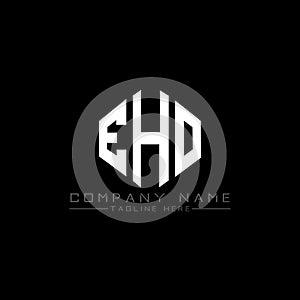 EHO letter logo design with polygon shape. EHO polygon and cube shape logo design. EHO hexagon vector logo template white and