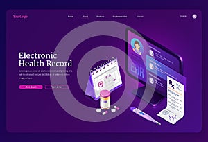 Ehr, electronic health record isometric landing