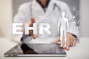 EHR, EMR, Electronic health record. Medical and technology concept. photo