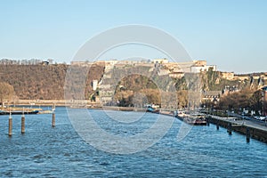 Ehrenbreitstein Fortress panoramic view in Koblenz. Koblenz is city on Rhine, joined by Moselle river