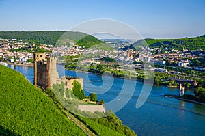 Ehrenfels Castle on Rhine river near Ruedesheim