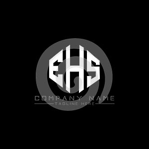 EHS letter logo design with polygon shape. EHS polygon and cube shape logo design. EHS hexagon vector logo template white and