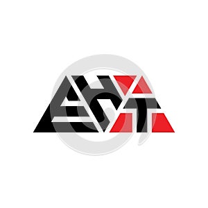 EHT triangle letter logo design with triangle shape. EHT triangle logo design monogram. EHT triangle vector logo template with red