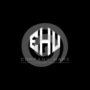 EHU letter logo design with polygon shape. EHU polygon and cube shape logo design. EHU hexagon vector logo template white and
