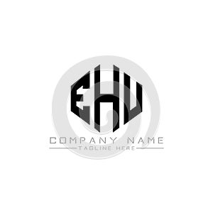EHU letter logo design with polygon shape. EHU polygon and cube shape logo design. EHU hexagon vector logo template white and