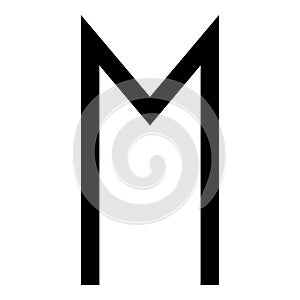 Ehwaz rune horse wheell luck symbol icon black color vector illustration flat style image