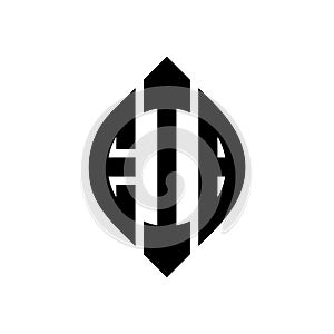 EIB circle letter logo design with circle and ellipse shape. EIB ellipse letters with typographic style. The three initials form a