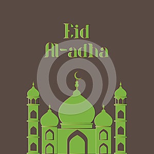 Eid Al Adha Background. Islamic Arabic lanterns. Translation Eid Al Adha