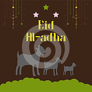 Eid Al Adha Background. Islamic Arabic lanterns. Translation Eid Al Adha