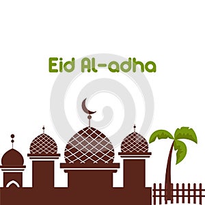 Eid Al Adha Background. Islamic Arabic lanterns. Translation Eid Al Adha